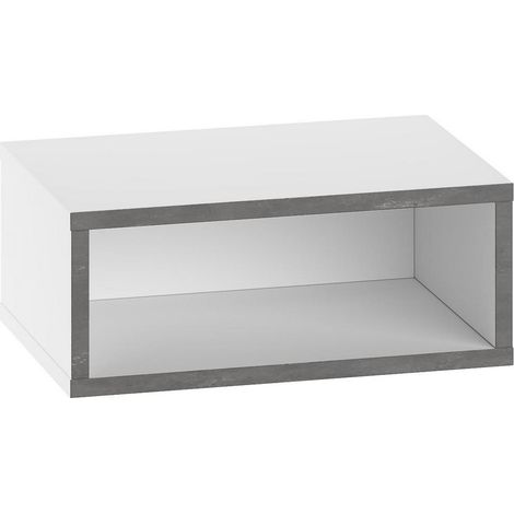 Table de chevet avec éclairage LED en bois "Brik" - 45 x 30 x 18 cm - Blanc