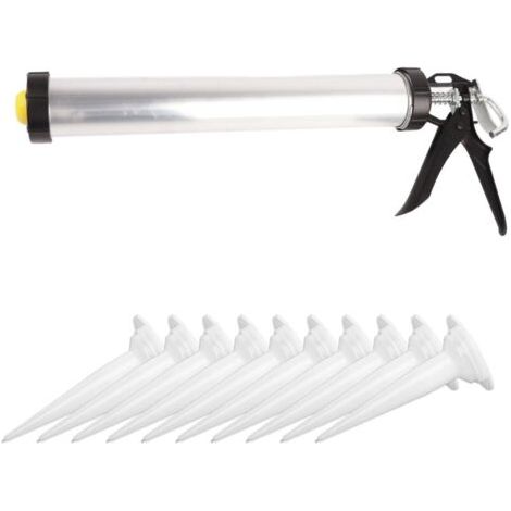 Pistolet à calfeutrage en Silicone, Tube en aluminium, outil de calfeutrage de 600ml avec 10 buses, 1 pièce