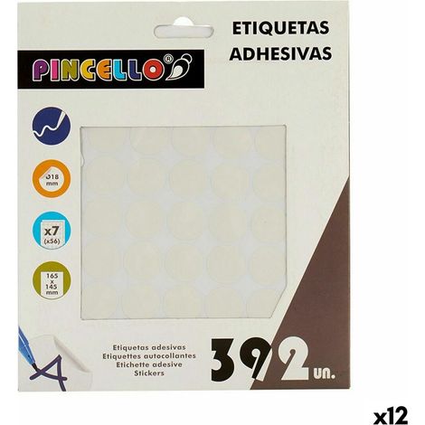 Klebeetiketten Pincello Weiß Ø 18 mm 17 x 4 x 19,5 cm (12 Stück)