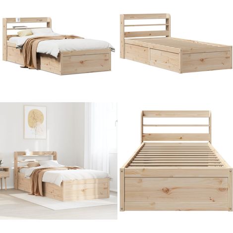 vidaXL Cadre de lit avec tête de lit 90x190 cm bois de pin massif (1/5)
