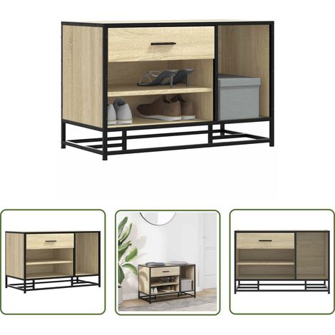 vidaXL Schuhbank Sonoma-Eiche 80x40x53,5 cm Holzwerkstoff und Metall (1/5)