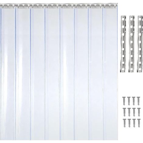 bimiti PVC Slat Curtain 120 x 200 cm Transparent PVC Windbreaker Waterproof for Room Store Supermarket Refrigerator (1/5)