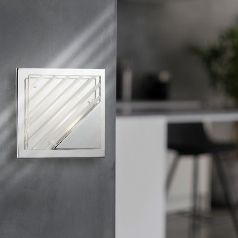 Applique murale cage d'escalier Applique LED carrée couloir, aluminium chromé argenté, 5W 350lm 3000K, Lxl 15x15 cm (1/5)
