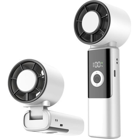 Ventilateur Turbo Portable – Mini Rechargeable LED 3 Vitesses – Appareil Fraîcheur pour Bureau & Voyage – Blanc (1/5)