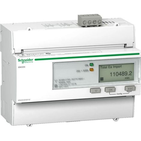 Schneider A9MEM3355 3-phase energy meter 125A iem3355 Modbus, multi-tariff, kw alarm