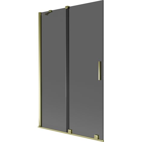 Mexen Velar Badewannenabtrennung 2-flügelig verschiebbar 110 x 150 cm, Graphit, Gold - 896-110-000-41-50 (1/2)