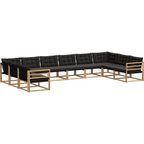 Outdoor Sofa Set with Cushion 10 pcs White and Black vidaXL (1/5)