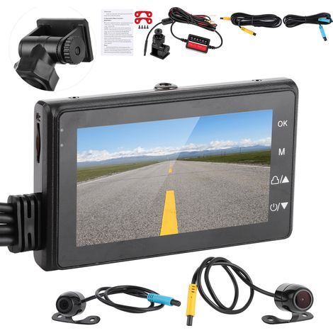 Caméra embarquée pour moto, enregistreur de bord, caméra avant et arrière, 1080p, étanche, DVR pour la conduite à moto (1/5)