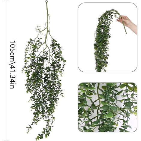 2 Piece Faux Fern Vine (dark Green) - Faux Lierre Dcoratif Pour L'intrieur Et L'extrieur, Fausse Verdure Dcorative Pour Le Salon, La Cuisine, Le B (1/4)