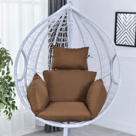 Coussins de Chaise Suspendue Hamac,Rembourrage pour Siège de Jardin, Polyester, Couleur Café,Confort Optimal pour Terrasse et Patio (1/4)