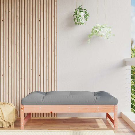 Repose-pied de jardin modulaire en bois de douglas massif avec coussin gris 120x84x30 cm - PANGIVO (1/5)
