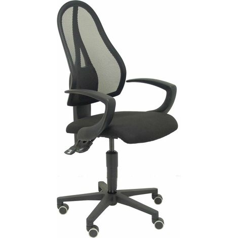 Sedia Socuéllamos maglia nera maglia nera sedile in tessuto nero braccioli fissi (1/5)