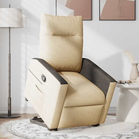 Relaxsessel mit Aufstehhilfe Creme Stoff