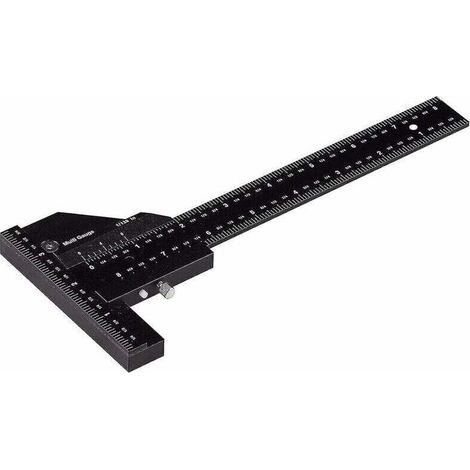 Règle de Menuiserie, Règle de Traçage Multifonctionnelle pour le Travail du Bois, Règle en forme de T en aluminium, Dispositif de traçage, Outil de mesure de 0-280mm, Mesure précise à 0,02 m