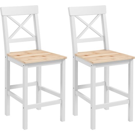Lot de 2 chaises hautes HELENA blanches et bois (1/5)