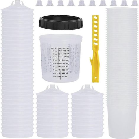 Gobelet à peinture, 50 doublures de gobelet (20 oz), 50 couvercles avec filtres-- (1/5)
