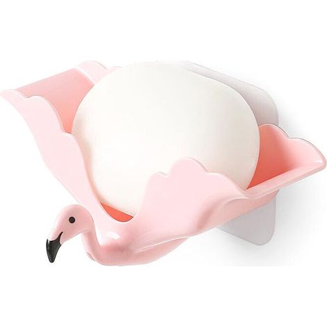 Flamingoförmige Seifenschale, Wandseifenhalter, für Badezimmer (rosa), 1 Stück (1/4)