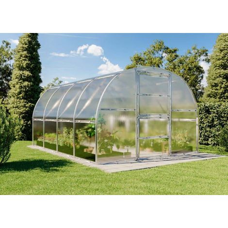 Terrando Serre Estragon 3x4m Argent Zingué, 6 mm Épaisseur de paroi 300 x 400 cm (1/4)