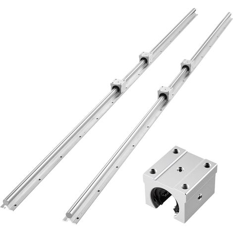 Rail de Guidage Linéaire SBR20 Rails Linéaires 2000 mm 2 PCS et Blocs de Roulement à Billes Intégrés 4 PCS, pour Machines de Découpe, Meulage, Fraisage, Perçage, avec Arbre Entièrement Soutenu (1/5)