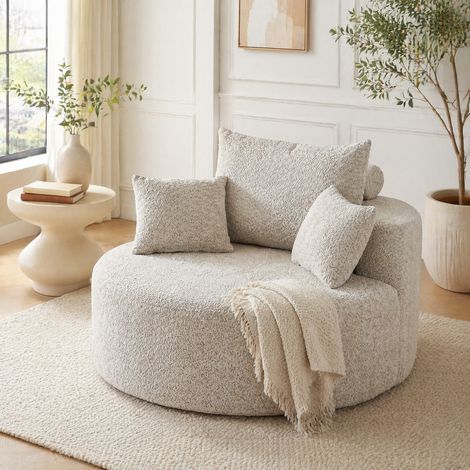 Poltrona chenille senza montaggio con cuscino OKMYHOME