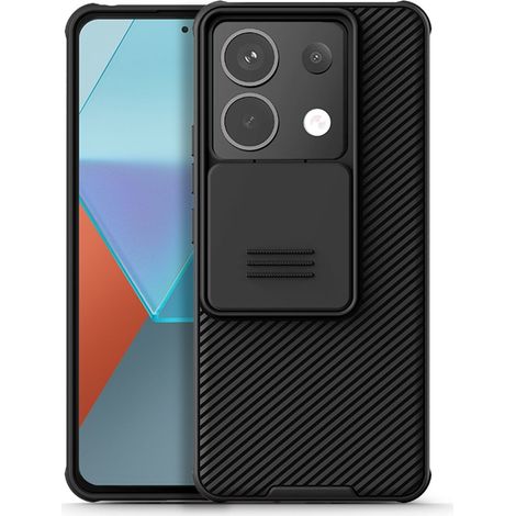 Coque renforcée Nillkin CamShield Pro noire pour Xiaomi Redmi Note 13 Pro 5G / Poco X6 5G + 2 protections d'écran en verre trempé