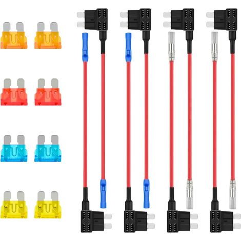 Pièces Mini Porte Fusible 12V Voiture Adaptateur Add A Circuit Auto Fusibles, Porte Fusible Voiture Mini Adaptateur avec 5A, 10A, 15A, 20A, pour Circuit Additionnel Voiture, Moto, Camion (1/5)