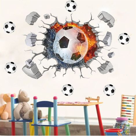 Muraux 3D Football 40x60cm Stickers Muraux Football Poster Football en Vinyle Decoration 3D Autocollant Mural Foot Chambre Garcon, pour Chambre de Bébé, Salon, Couloir (1/5)