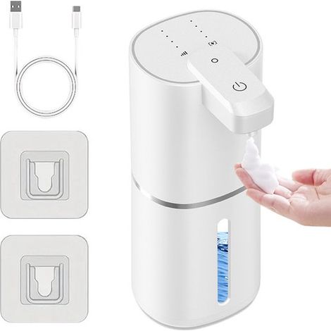 Dispenser di sapone automatico, dispenser di sapone liquido elettrico senza contatto con 4 livelli regolabili, ricaricabile, a parete, intelligente (1/5)