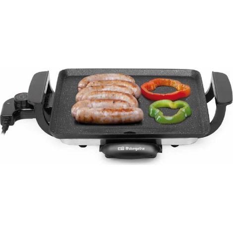 Keramik-Grill Orbegozo. Regulable Thermostat. Grillfläche 28x28 cm. Antihaftbeschichtet. Leistung 2000 W.