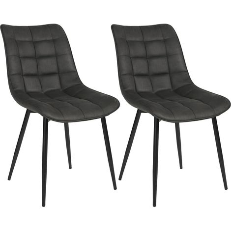 Woltu – Lot de 2 chaises de salle à manger – Siège en tissu scientifique – Pieds en métal – Hauteur 85.5cm – Charge max 100kg – Noir (1/5)