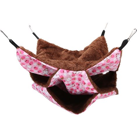 Hamac chaud à trois couches pour petit animal de compagnie, lit suspendu, sac de couchage pour Hamster, planeur de sucre, écureuils, rose (1/5)