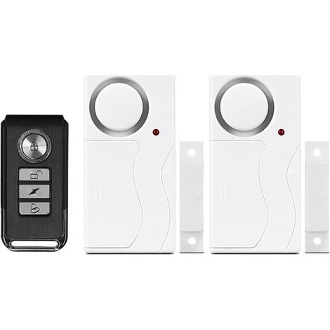 Alarme antivol pour Porte et fenêtre avec télécommande pour la sécurité à la Maison 105 DB avec 2 alarmes et 1 télécommande