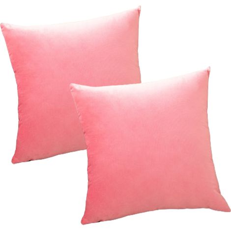 Lot de 2 housses de coussin carrées décoratives en velours noir, douces et unies, pour canapé, chambre ou extérieur, 30 x 30 cm. (1/5)