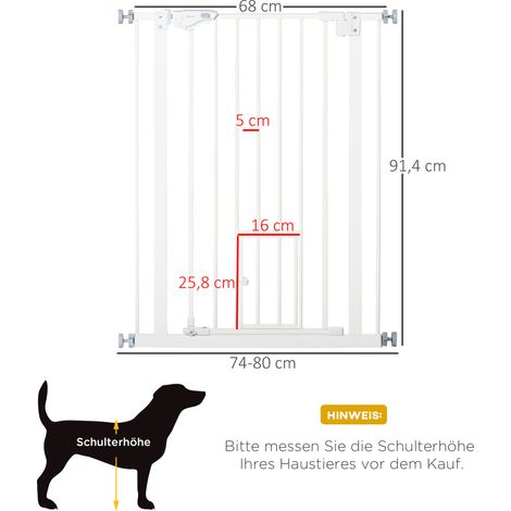 Barrière mixte bébé chien blanc sans perçage fermeture auto 74-80cm escalier porte, grille de sécurité compacte pour la maison (1/5)