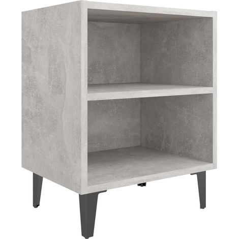 Table de chevet avec pieds en métal Gris béton 40x30x50 cm 2 (1/5)