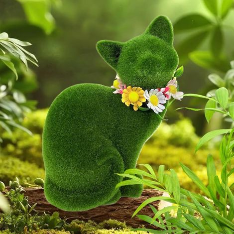 Statue De Chat pour Le Jardin - Ornement De Jardin en Résine Mousse À (1/4)