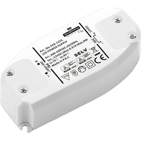 Dehner Elektronik SE 8-12VL LED-Trafo Konstantspannung 8 W 0.67 A 12 V/DC Möbelzulassung, Überlasts