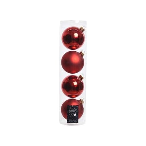 Boîte de 4 boules de Noël rouges 10x10x10
