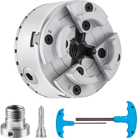 VEVOR Mandrino per Tornio di Legno φ96mm Mandrino per Tornio a 4 Griffe KP96, Mandrino per Tornitura di Legno, Utensile Autocentrante con Chiave a T per Tornio Rettifica Fresatura, Mandrino per Tornio