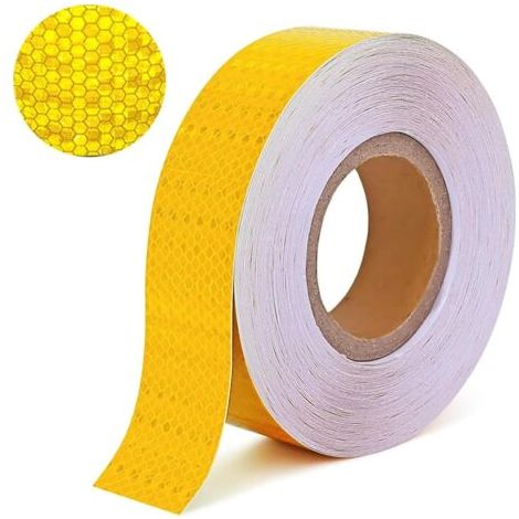QORVA-Bande Reflechissante Autocollante,25M x 5CM Bande Auto Adhesive,Haute Résistance Catadioptre Adhesif,Imperméable Scotch Fluorescent,pour Vélo,Voiture,Poussette,Moto (Jaune)