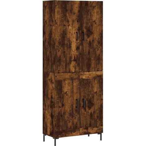 Buffet haut Meuble de rangement Chêne fumé 69,5x34x180 cm Bois d'ingénierie (1/5)