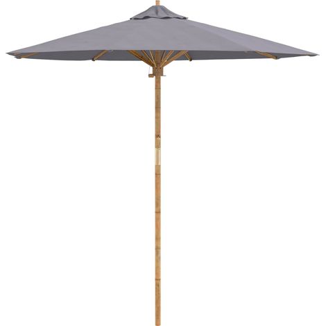 Maison Exclusive - Ombrello da giardino Ø 217 x 230 cm Bambù Rotondo Grigio Scuro (1/5)