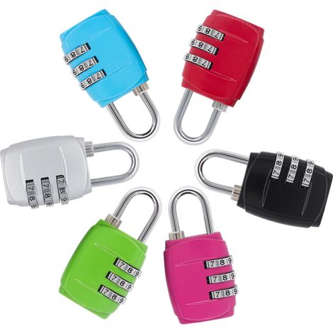 Cadenas à code, lot de 6 cadenas à code d'extérieur, cadenas à combinaison à 3 chiffres, cadenas à code, cadenas de voyage à code, cadenas pour valise (1/5)