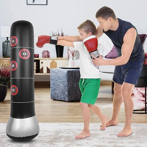 Sac de Boxe Gonflable 145cm pour Adulte Sac de Frappe Autoportant Fitness Punching Ball Antistress pour Karaté, Taekwondo, Boxe – sans Pompe à Air (1/5)