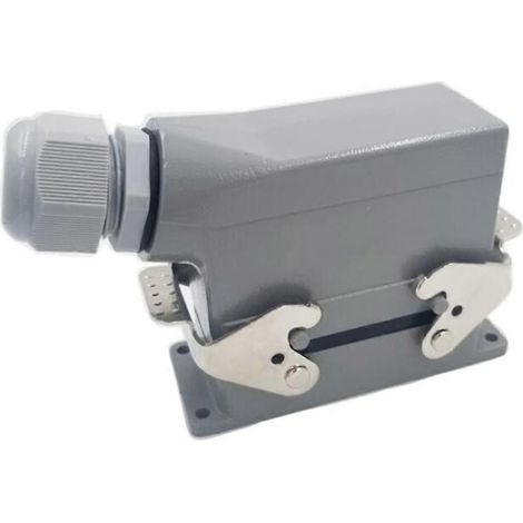 Connecteur HE robuste 10 broches 16A, HDC-HE-010, boîtier rectangulaire industriel, fiche mâle à visser, usage intensif, IP65, pour applications électriques exigeantes (1/5)