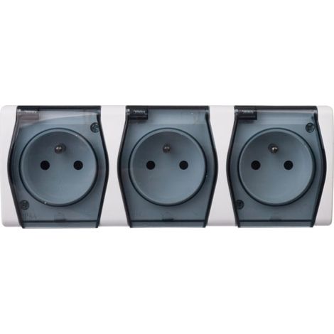 Presa tripla ermetica Hermes2 con/senza 16A IP44 bianca 1023-01