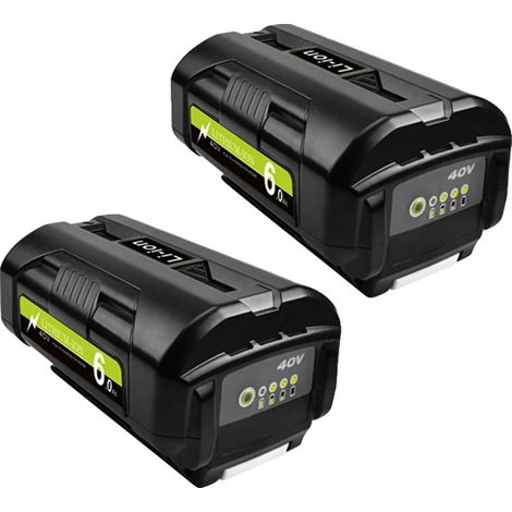Batterie Li-Ion, capacité 6000mAh, sortie 40V, compatible avec Ryobi, 2 PACK (1/2)