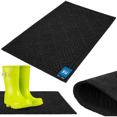 KOTARBAU® Tapis Entree Interieur - Paillasson Exterieur Entrée - Polyester + Caoutchouc - 45 x 75 cm - Gris - Rectangulaire - Tapis D'Entrée Intérieur - Absorbant - Antidérapant (1/5)