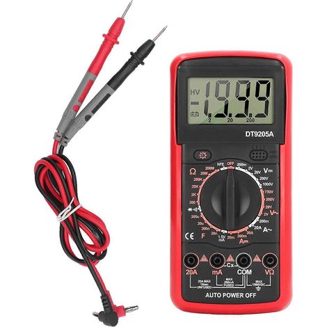 Multimètre numérique intelligent avec écran LCD, testeur de circuit multifonctionnel pour usage domestique (rouge)