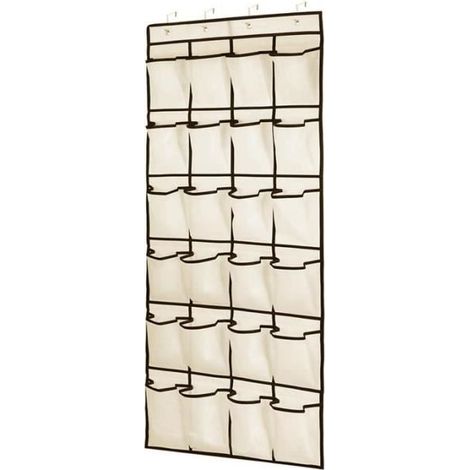 Range Chaussures - INSFITY - Suspendu Sur la Porte en Tissu Non Tissé - 24 Poches - Jaune (1/4)
